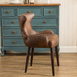 Viking Tufted Button Back barrel chair with Nailhead, Brown T2574P164502