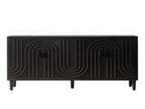 Modern Black Sideboard Cabinet with Decorative Nailhead Accents, Stylish Storage Solution for Dining W2729P198993