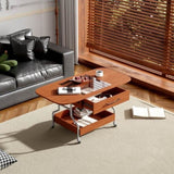 Modern Extended Coffee Table with Wheels, Folding Coffee Table with 1 drawer and 2-Tier Storage, GL-N735P231426N