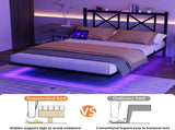 Full Size Floating Bed Frame with Headboard and Storage, Full Size Platform Bed Frame with USB W840P383353