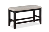 Farmhouse Style 1pc Black Light Gray Counter Height Bench Footrest Upholstered Seat Wooden Furniture B011P149003