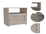 Nordico Nightstand , End Table, Side Table One Shelf, Single Door Cabinet, Metal Handle -Light Gray B20091971