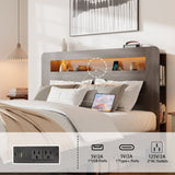 Bed Frame King Size, Wood Platform Bed Frame with Storage LED Light Headboard and 2 USB , Noise 95278279