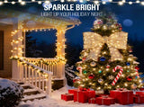 Pre-lit Outdoor Giant Bowknot Christmas Decoration, Lighted Metal Frame with 124 Warm White LED 60463986