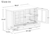 Buffet storage cabinet with double glass doors and unique bell handle 08103750