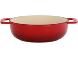Cast iron 7.5QT cooking pot - Gradient red color - Includes two silicone gloves - Enamel pot 48995133