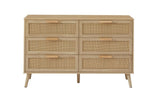 Bedroom dresser, 6 Double Dresser with rattan drawers, wood chest of drawers for kids living W1162P190401