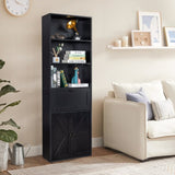 3-Layer 1 Drawer 2 Doors Double Z Shape Melamine Board 60*23.5*180cm Display Cabinet Black 55368679
