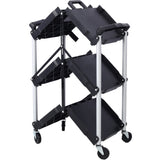 ZNTS 3 Layers Folding Collapsible Service Cart Pack-N-Roll Folding Collapsible Service Cart, Black, 50 W46578737