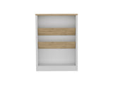 Kitchen Island 41" H, 2 Bottle Organizer and Shelf, White / Macadamia B097133048