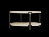Modern minimalist round coffee table, 29.61-inch MDF material double-layer coffee table, open W1727P251175