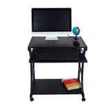 ZNTS Moveable Four-wheel Computer Desk Black 73764478