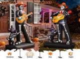 7.3ft Ghostly Musician with Dog, 6 LEDs, Black, White, Orange, Halloween Inflatable Decoration, 00766861