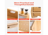 Double-Layer Bamboo Bread Box for Kitchen Counter, Spacious Wooden Bread Storage Container with 03560687