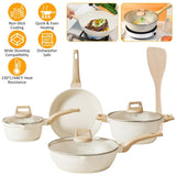 Kitchen Cookware Set Pots and Pans Set White Nonstick Granite Coating Dishwasher Safe Fast Even Heat 67861779