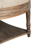 Large Round Waterproof Ottoman Coffee Table 2 Tier Oversized Button Tufted Ottoman with Wooden Shelf W1445P175897