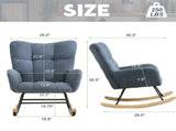 Teddy Fabric Wingback Glider Rocker with Side Storage Pocket, Soft Comfy Nursing Rocking Chair, 63017357