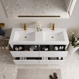 60" Freestanding Bathroom Vanity with Sink, Bathroom Storage Vanity Cabinet with Stone Resin W1573P211197