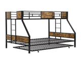 Twin Over FULL Metal Bunk Bed with Trundle 2 - Side Ladder and Full-Length Guardrail, No Box Spring W311133419