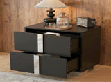 Elegant Nightstand with Metal Foot, Mirrored Bedside Table with 2 Drawers for Bedroom, Living Room, 22446657