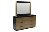 Modern Style 6-Drawer Dresser Made With Mango Wood and Finished with Brass Metal B009128312