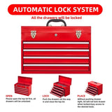 Metal Tool Box with 4 Drawers Portable Steel Tool Chest with Metal Cylinder Lock and Latch Closure, W3037P241995