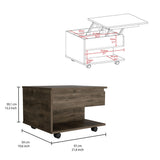 Luanda Lift Top Coffee Table, Casters, One Shelf -Dark Brown B07091884