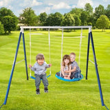 ZNTS Kids Metal Swing Set for Backyard Outdoor Playground Two Functional Swing Set For Kids Outdoor W1262P168481