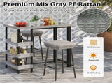 Courtyard Table with Tempered Glass Top Outdoor Bar Table 43.5" x 22" x 41" 77973843