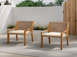 OUTDOOR DINING CHAIR -Acacia Wood & Wicker with Cream Cushion Patio Furniture-Teak finish & wicke N770P272397G