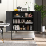 Heavy Duty Metal Buffet Sideboard Modern Steel Storage with 2 Shelves, Free Standing Accent GL-W2735P186336