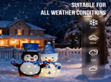 Set of 2 Lighted Plush Penguin and Snowman Christmas Decorations, Pre-lit Pull Up Holiday Decor with 71294454