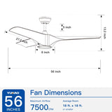 56 In.Intergrated LED Ceiling Fan with Brown Wood Grain ABS Blade W1367P182867
