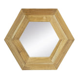 18.5" x 18.5" Hexagon Mirror with Natural Wood Frame, Wall Decor for Living Room Bathroom Hallway, W2078133974