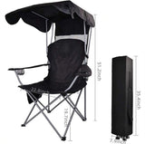 Black Camp Chairs With Shade CanopyFolding Camping Recliner With Carrying Bag 22456825