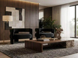 Accent Chair Living Room, Velvet Comfy Single Sofa Chair Mid-Century Modern Armchair Wooden Legs 01962511