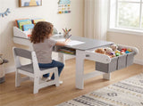 Kids Art Table & Chair Set with Replaceable Paper Roll, Large Storage Toddler Activity Desk 49561871