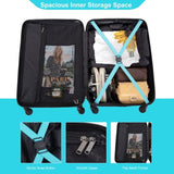 3 Piece Luggage Sets ABS Lightweight Suitcase with Two Hooks, Spinner Wheels, TSA Lock, W284102007