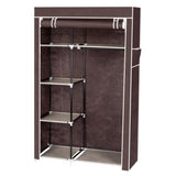 ZNTS 64" Portable Closet Storage Organizer Wardrobe Clothes Rack with Shelves Dark Brown 40344709