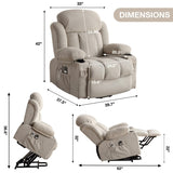 Power Lift Recliner Chair with Heat and Massage Electric Fabric Recliner Chair for Elderly with Side W1807P298601