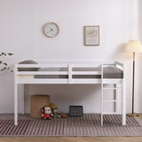 Elevated Cross Bracing Straight Ladder Twin Pine Wooden Bed White 49261436