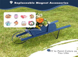 2 In 1 Wheelbarrow PlanterWooden Wagon Planter with 9 Magnetic Accessories for Garden Yard 43009863