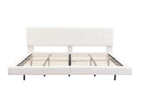 White Boucle Floating Bed with Light,King N769P304636W