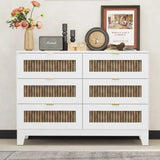 Rustic Farmhouse Style Wooden Dresser with 6 Drawers, Storage Cabinet for Bedroom with Metal WF530908AAK