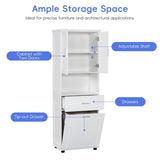 Tall Bathroom Cabinet with Laundry Basket, Large Space Tilt-Out Laundry Hamper and Upper WF323481AAK
