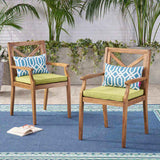PERLA DINING CHAIR,2PCS with 2 Green Cushions,for Backyard, Poolside, Garden N762P251938F