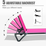 Outdoor Lounge Chair, Aluminum Plastic Patio Chaise Lounge with Side Table & 5 Position Adjustable W1859P149687