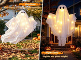 5FT Hanging Swing Ghost Halloween Decor, Warm White LED Lights 16.4FT Remote Control, Adjustable 72349301