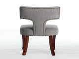Mid Century Modern Dining Chairs Set of 2, Farmhouse Linen Fabric Upholstered Accent Chair Curved W1143P186367
