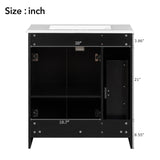 30-Inch Black Bathroom Vanity with Ceramic Sink Combo, Abundant Storage Cabinet - 2 Soft-close Doors WF532032AAB